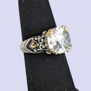 Premier Design Silver and Gold Tone CZ Statement  Ring